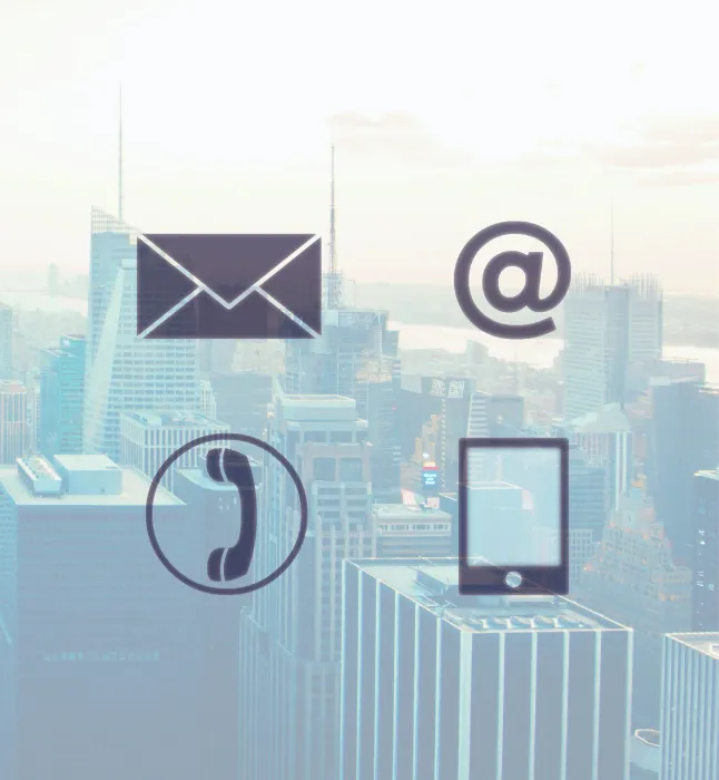 Contact icons over city